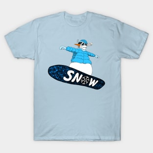 snowman on the board (blue) T-Shirt